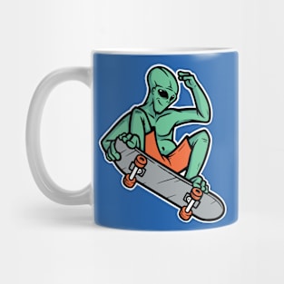 Skater Martian Alien // Funny Skateboarding Alien Mug